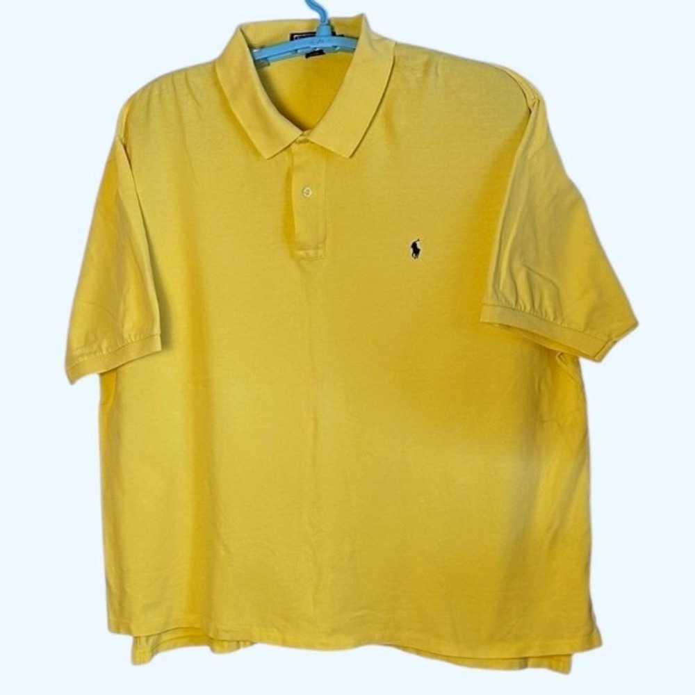 Polo Ralph Lauren Mens Golf Shirt Yellow Short Sleeve Pique Cotton Old Money 3X
